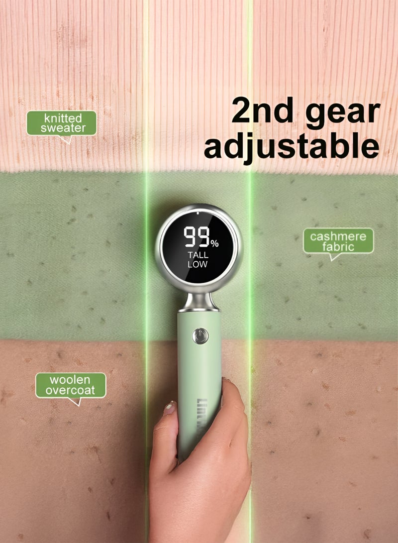 توشيونيكس ماكينة حلاقة قماش قابلة لإعادة الشحن ومزيلة للوبر مع شاشة LED ذكية - مزيل وبر الملابس الكهربائية، مزيل وبر السترات، شفرة دوارة سداسية، شحن سريع من النوع C، محمولة للملابس والأثاث والفراش، لون أخضر نعناعي - Image 5